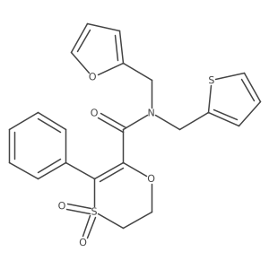 N-(furan-2-ylmethyl)-3-phenyl-N-(thiophen-2-ylmethyl)-5,6-dihydro-1,4-oxathiine-2-carboxamide 4,4-dioxide Structure