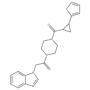 2-(1H-benzo[d]imidazol-1-yl)-1-(4-(2-(thiophen-2-yl)cyclopropanecarbonyl)piperazin-1-yl)ethanone Structure