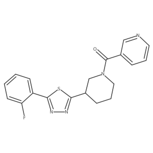 (3-(5-(2-Fluorophenyl)-1,3,4-thiadiazol-2-yl)piperidin-1-yl)(pyridin-3-yl)methanone结构式