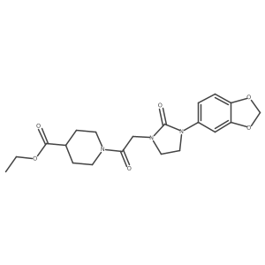 Ethyl 1-(2-(3-(benzo[d][1,3]dioxol-5-yl)-2-oxoimidazolidin-1-yl)acetyl)piperidine-4-carboxylate Structure
