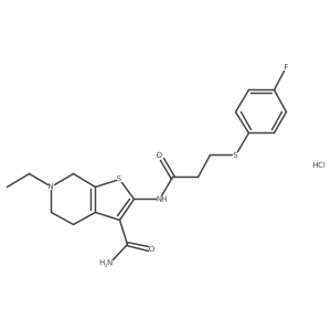 6-Ethyl-2-(3-((4-fluorophenyl)thio)propanamido)-4,5,6,7-tetrahydrothieno[2,3-c]pyridine-3-carboxamide hydrochloride Structure