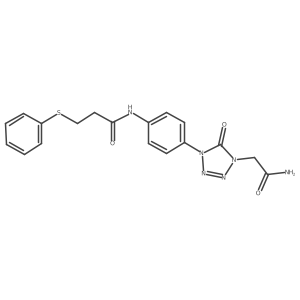 N-(4-(4-(2-amino-2-oxoethyl)-5-oxo-4,5-dihydro-1H-tetrazol-1-yl)phenyl)-3-(phenylthio)propanamide Structure
