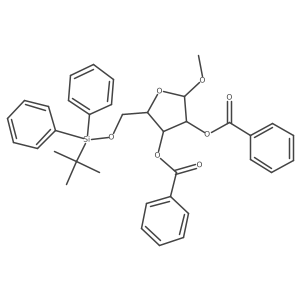 (2R,3R,4R,5R)-2-[[(tert-Butyldiphenylsilyl)oxy]methyl]-5-methoxytetrahydrofuran-3,4-diyl Dibenzoate结构式