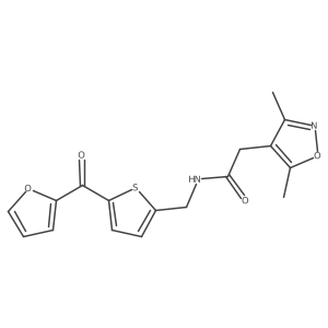 2-(3,5-dimethylisoxazol-4-yl)-N-((5-(furan-2-carbonyl)thiophen-2-yl)methyl)acetamide结构式