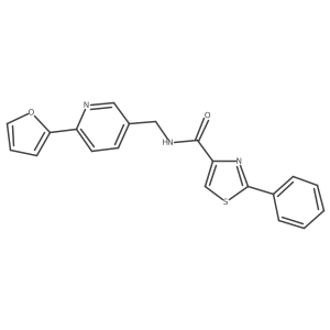 N-((6-(furan-2-yl)pyridin-3-yl)methyl)-2-phenylthiazole-4-carboxamide结构式
