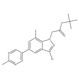1,1-Dimethylethyl 3-bromo-7-methyl-5-(2-methyl-5-pyrimidinyl)-1H-indazole-1-acetate Structure