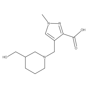 4-{[3-(hydroxymethyl)piperidin-1-yl]methyl}-1-methyl-1H-pyrazole-3-carboxylic acid结构式