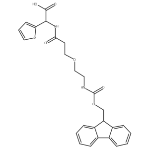 2-{3-[2-({[(9H-fluoren-9-yl)methoxy]carbonyl}amino)ethoxy]propanamido}-2-(thiophen-2-yl)acetic acid结构式