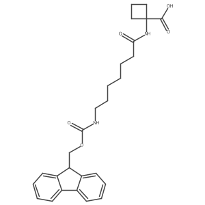 1-[7-({[(9H-fluoren-9-yl)methoxy]carbonyl}amino)heptanamido]cyclobutane-1-carboxylic acid结构式