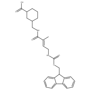 3-{[4-({[(9H-fluoren-9-yl)methoxy]carbonyl}amino)-2-methylbut-2-enamido]methyl}cyclohexane-1-carboxylic acid结构式