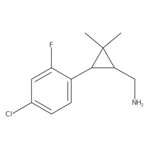 rac-[(1R,3R)-3-(4-chloro-2-fluorophenyl)-2,2-dimethylcyclopropyl]methanamine结构式