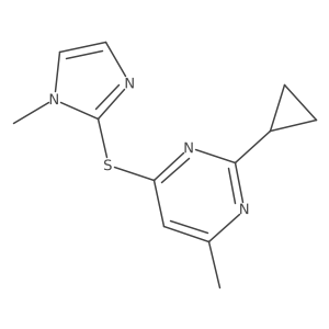 2-cyclopropyl-4-methyl-6-((1-methyl-1H-imidazol-2-yl)thio)pyrimidine结构式