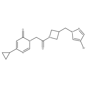 3-(2-{3-[(4-bromo-1H-pyrazol-1-yl)methyl]azetidin-1-yl}-2-oxoethyl)-6-cyclopropyl-3,4-dihydropyrimidin-4-one结构式