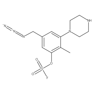 5-(Azidomethyl)-2-methyl-3-(piperazin-1-yl)phenyl sulfurofluoridate结构式