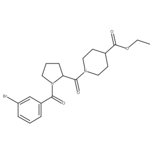 Ethyl 1-[[1-(3-bromobenzoyl)-2-pyrrolidinyl]carbonyl]-4-piperidinecarboxylate结构式
