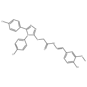 2-{[4,5-bis(4-chlorophenyl)-4H-1,2,4-triazol-3-yl]sulfanyl}-N'-[(Z)-(4-hydroxy-3-methoxyphenyl)methylidene]acetohydrazide Structure