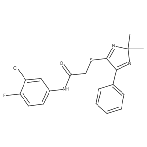 N-(3-chloro-4-fluorophenyl)-2-((2,2-dimethyl-5-phenyl-2H-imidazol-4-yl)thio)acetamide结构式