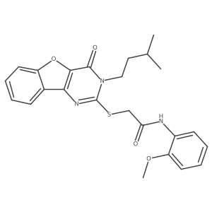 N-(2-methoxyphenyl)-2-{[3-(3-methylbutyl)-4-oxo-3,4-dihydro[1]benzofuro[3,2-d]pyrimidin-2-yl]sulfanyl}acetamide结构式
