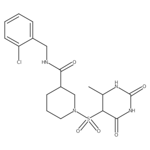 N-[(2-chlorophenyl)methyl]-1-[(4-methyl-2,6-dioxo-1,3-diazinan-5-yl)sulfonyl]piperidine-3-carboxamide结构式