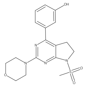 3-(7-Methylsulfonyl-2-morpholin-4-yl-5,6-dihydropyrrolo[2,3-d]pyrimidin-4-yl)phenol结构式