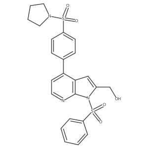 {1-(Phenylsulfonyl)-4-[4-(1-pyrrolidinylsulfonyl)phenyl]-1H-pyrrolo[2,3-b]pyridin-2-yl}methanol结构式