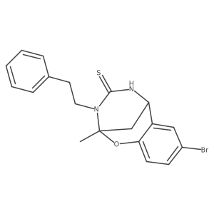 8-bromo-2-methyl-3-phenethyl-5,6-dihydro-2H-2,6-methanobenzo[g][1,3,5]oxadiazocine-4(3H)-thione结构式