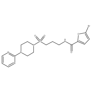 5-bromo-N-(3-((4-(pyrimidin-2-yl)piperazin-1-yl)sulfonyl)propyl)furan-2-carboxamide结构式