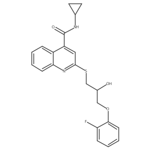 N-cyclopropyl-2-{[3-(2-fluorophenoxy)-2-hydroxypropyl]sulfanyl}quinoline-4-carboxamide Structure