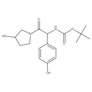 tert-Butyl ((S)-1-(4-hydroxyphenyl)-2-((S)-3-hydroxypyrrolidin-1-yl)-2-oxoethyl)carbamate Structure