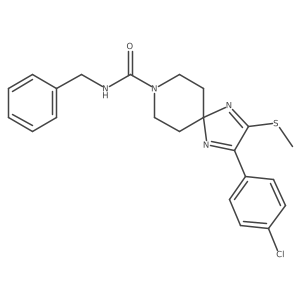N-benzyl-2-(4-chlorophenyl)-3-(methylthio)-1,4,8-triazaspiro[4.5]deca-1,3-diene-8-carboxamide Structure