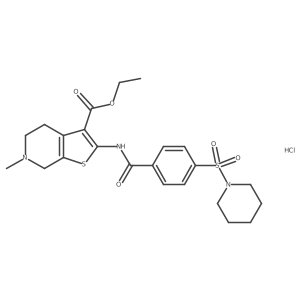 Ethyl 6-methyl-2-(4-(piperidin-1-ylsulfonyl)benzamido)-4,5,6,7-tetrahydrothieno[2,3-c]pyridine-3-carboxylate hydrochloride Structure