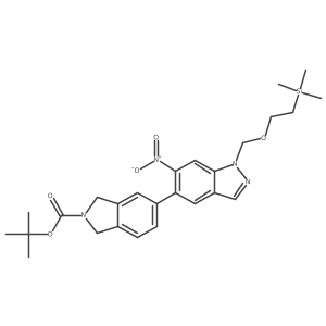 Tert-butyl 5-[6-nitro-1-(2-trimethylsilylethoxymethyl)indazol-5-yl]-1,3-dihydroisoindole-2-carboxylate结构式
