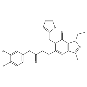 N-(3-chloro-4-fluorophenyl)-2-((1-ethyl-6-(furan-2-ylmethyl)-3-methyl-7-oxo-6,7-dihydro-1H-pyrazolo[4,3-d]pyrimidin-5-yl)thio)acetamide Structure
