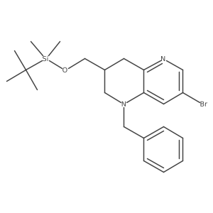 1-Benzyl-7-bromo-3-(((tert-butyldimethylsilyl)oxy)methyl)-1,2,3,4-tetrahydro-1,5-naphthyridine结构式