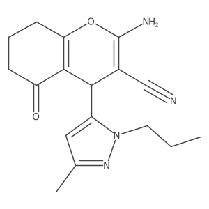 2-Amino-4-(3-methyl-1-propyl-1H-pyrazol-5-YL)-5-oxo-5,6,7,8-tetrahydro-4H-chromen-3-YL cyanide结构式