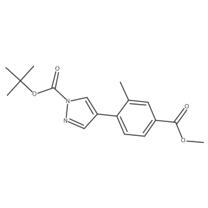 Tert-butyl 4-(4-(methoxycarbonyl)-2-methylphenyl)-1H-pyrazole-1-carboxylate结构式