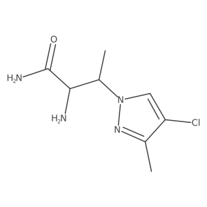 2-amino-3-(4-chloro-3-methyl-1H-pyrazol-1-yl)butanamide结构式