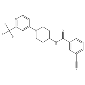 3-cyano-N-(1-(6-(trifluoromethyl)pyrimidin-4-yl)piperidin-4-yl)benzamide结构式