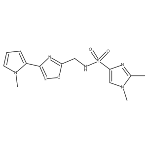 1,2-dimethyl-N-((3-(1-methyl-1H-pyrrol-2-yl)-1,2,4-oxadiazol-5-yl)methyl)-1H-imidazole-4-sulfonamide结构式