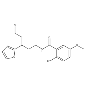 2-bromo-N-(5-hydroxy-3-(thiophen-2-yl)pentyl)-5-methoxybenzamide结构式