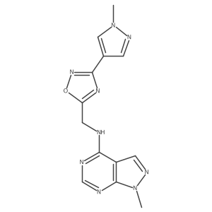 1-methyl-N-{[3-(1-methyl-1H-pyrazol-4-yl)-1,2,4-oxadiazol-5-yl]methyl}-1H-pyrazolo[3,4-d]pyrimidin-4-amine结构式