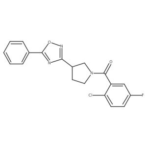 (2-Chloro-5-fluorophenyl)(3-(5-phenyl-1,2,4-oxadiazol-3-yl)pyrrolidin-1-yl)methanone结构式