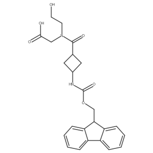 2-{1-[3-({[(9H-fluoren-9-yl)methoxy]carbonyl}amino)cyclobutyl]-N-(2-hydroxyethyl)formamido}acetic acid结构式