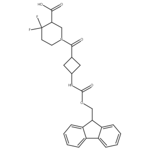 1-[3-({[(9H-fluoren-9-yl)methoxy]carbonyl}amino)cyclobutanecarbonyl]-4,4-difluoropiperidine-3-carboxylic acid结构式