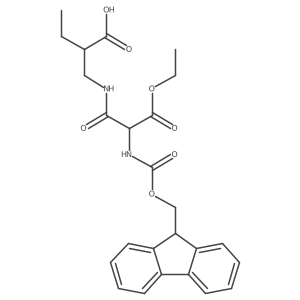 2-{[2-(ethyl carboxy)-2-({[(9H-fluoren-9-yl)methoxy]carbonyl}amino)acetamido]methyl}butanoic acid结构式