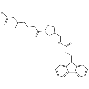5-({5-[({[(9H-fluoren-9-yl)methoxy]carbonyl}amino)methyl]oxolan-2-yl}formamido)-3-methylpentanoic acid Structure