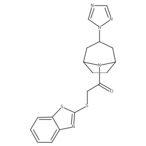 1-((1R,5S)-3-(1H-1,2,4-triazol-1-yl)-8-azabicyclo[3.2.1]octan-8-yl)-2-(benzo[d]thiazol-2-ylthio)ethan-1-one结构式