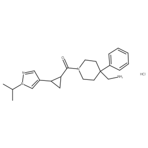 [4-(Aminomethyl)-4-phenylpiperidin-1-yl]-[2-(1-propan-2-ylpyrazol-4-yl)cyclopropyl]methanone;hydrochloride Structure