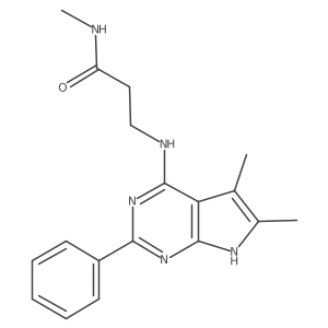 3-[(5,6-dimethyl-2-phenyl-7H-pyrrolo[2,3-d]pyrimidin-4-yl)amino]-N-methylpropanamide结构式