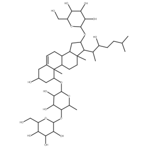 beta-D-Galactopyranoside, (1beta,3beta,16beta,22S)-1-[(6-deoxy-4-O-beta-D-galactopyranosyl-alpha-L-mannopyranosyl)oxy]-3,22-dihydroxycholest-5-en-16-yl Structure